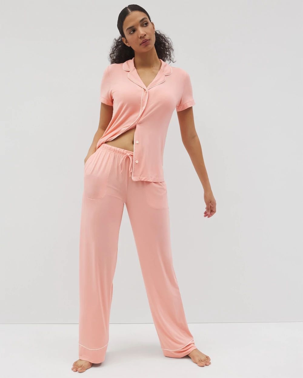 Solid Piped Pajama Pants | Soma